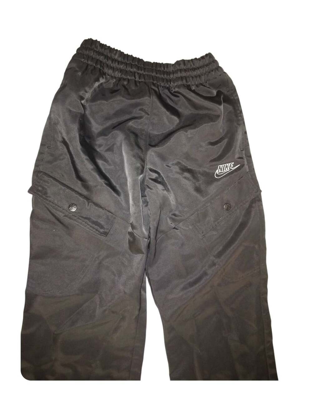 Nike Vintage Black Satin Cargo Track Pants Size M youth